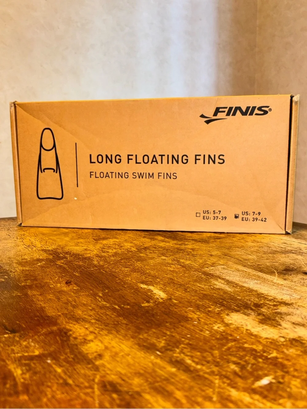 FINIS Long Floating Swim Fins US 7-9 EU 39-42 Gray Orange w/ Original Box